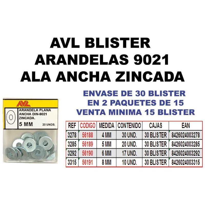 Avl Blister Arandela A Ancha Mm Zincada Caja Unidades