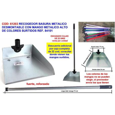 RECOGEDOR BASURA METALICO DESMONTABLE+MANG METALIC FORRADO 84101
