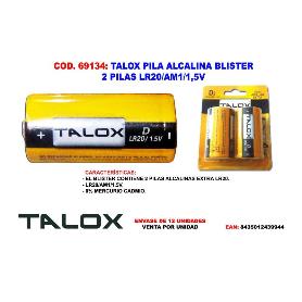 TALOX PILA ALCALINA BLISTER 2 PILAS LR20