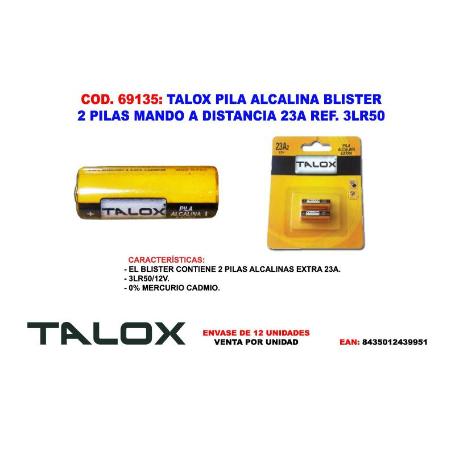 TALOX PILA ALCALINA BLISTER 2 PILAS MANDO A DISTANCIA 23A2 3LR50