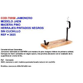 JAMONERO MOD.JAEN MADERA PINO+HERRAJE PINT.NEGRO S-CUCHILLO 3025