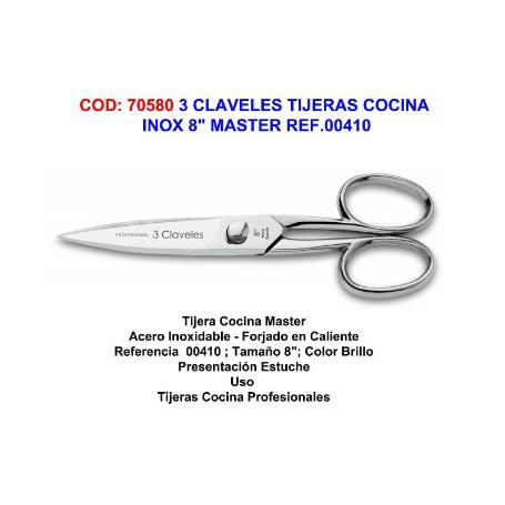 3 CLAVELES TIJERAS COCINA INOX 8 MASTER REF.00410