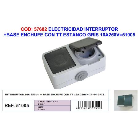 ELECTRICIDAD INTERRUPTOR+BASE ENCHUFE ESTANC 16A250V 40826-40815
