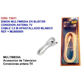SIMON MULTIMEDIA BL CONEX-ANTENA TV CABLE 1,5M APA.BLCO MU860909