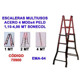 ESCALERAS MULTIUSOS ACERO 4 MODX4 PELD 1,15-4,00 EMA-04N SONECOL