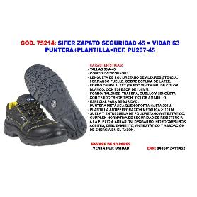 SIFER-SAFETY ZAPATO SEGURIDAD 45   VIDAR S3  PUNT+PLANT PU207-45