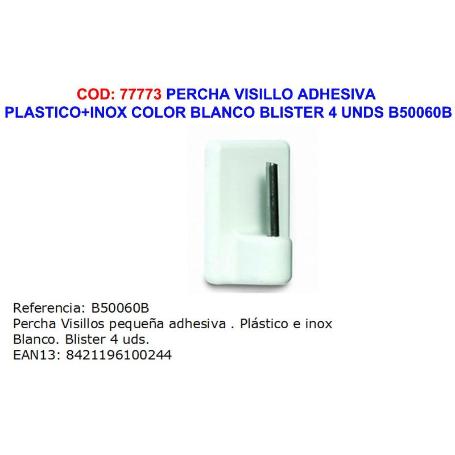 BRINOX PERCHA VISILLO ADHES.PLAST+INOX-BLANCO BLIS-4 UND B50060B