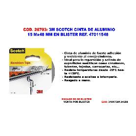 3M SCOTCH CINTA DE ALUMINIO 15M X 48MM 47011548