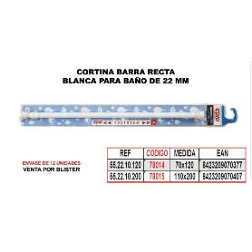 CORTINA BAÑO BARRA RECTA 22 MM BLANCA 110X200 55221005200