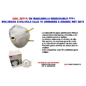 3M MASCARILLA DESECH FFP1 MOLDEADA C-VALVULA CAJA 10 UND 8812