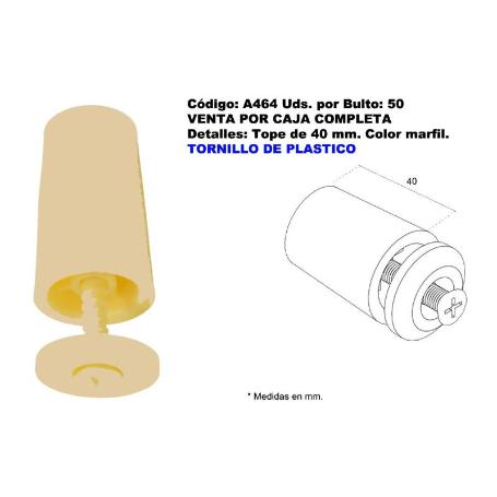 PERSIANA TOPE DE 40 MM CON TORNILLO PLASTICO COLOR MARFIL A464 (CAJA 50 UNIDADES)