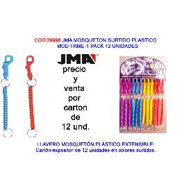 JMA MOSQUETON SURTIDO PLASTICO MOD FRME 1-PACK 12 UNIDADES