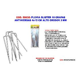 PLUVIA BLISTER 10 GRAPAS GAL.MALLA ANTIHI 4X15 CM ALTO GROS 3MM