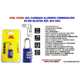 AVL CANDADO COMBINACION 20 MM BLISTER AVL1023