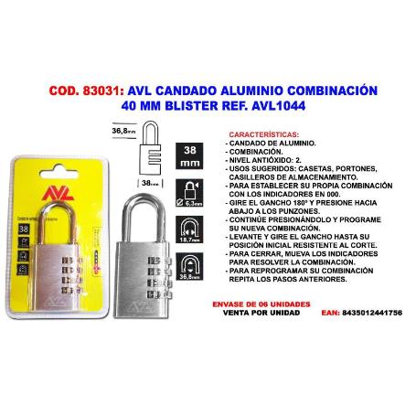 AVL CANDADO COMBINACION 40 MM BLISTER AVL1044