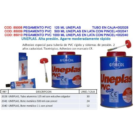 GYMCOL PEGAMENTO COLA PVC  500 ML UNEPLAS LATA CON PINCEL 002041