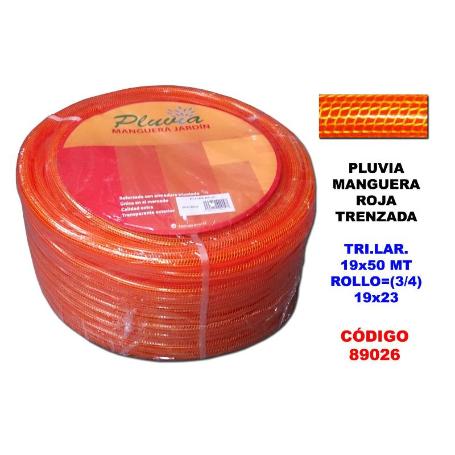 PLUVIA MANGUERA ROJA TRENZADA TRI.LAR.19X50 ROLLO (3-4) 19X23