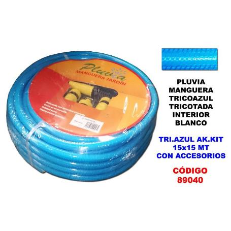 PLUVIA MANGUERA TRICOAZUL INTERIOR BLANCO KIT 15X15 MT+ACCESORIO