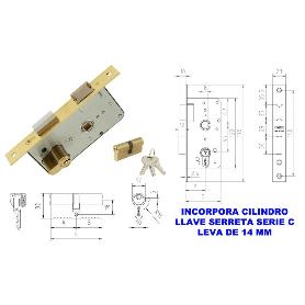 MCM CERRADURA EMBUTIR MADERA 1501-2-35 35 CANTO RECTO LATONADO