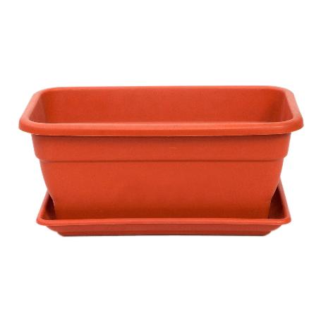 JARDINERA MACETERO RECTANGULAR PLASTICO COLOR TERRACOTA EVA 40CM