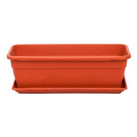 JARDINERA MACETERO RECTANGULAR PLASTICO COLOR TERRACOTA EVA 50CM