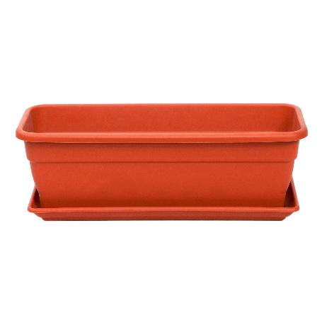 JARDINERA MACETERO RECTANGULAR PLASTICO COLOR TERRACOTA EVA 50CM