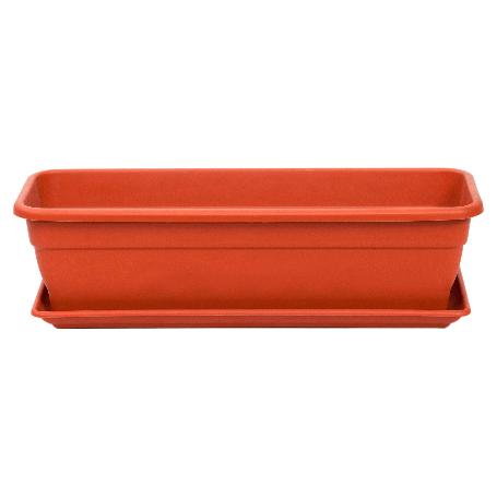 JARDINERA MACETERO RECTANGULAR PLASTIC COLOR TERRACOTA EVA 60CM