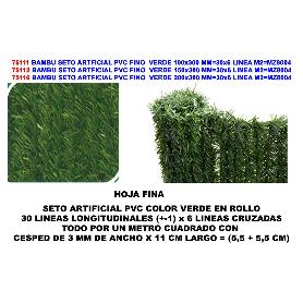 BAMBU SETO ARTIFICIAL PVC HOJA FINA PINO VERDE 2.0 X 3 M MZ8004