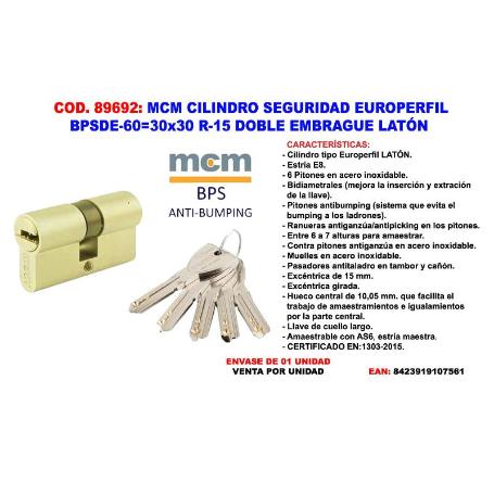 MCM CILINDRO SEGUR EUROP D. EMBRAGUE BPSDE-60 30X30 R-15 LATON
