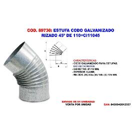 ESTUFA CODO GALVANIZADO RIZADO 45º DE 110 CG11045(04)