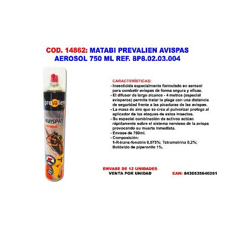 MATABI PREVALIEN AVISPAS  AEROSOL SPRAY 750 ML 8P8.02.03.004