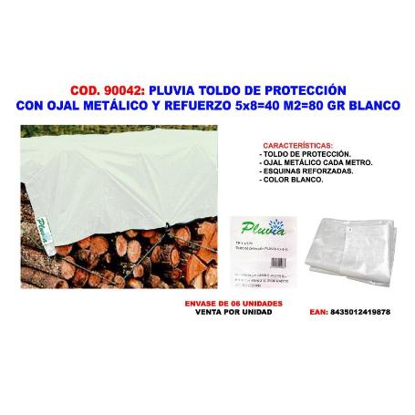 PLUVIA TOLDO PROTECCION+OJAL+REFUERZO 5X  8   40 M2 80GR BLANCO