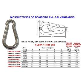 MOSQUETONES BOMBERO AVL DE 11X120 GALVANIZADO