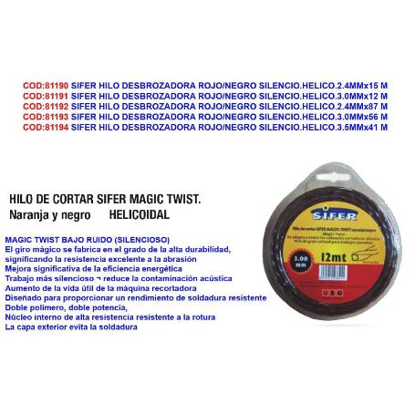 SIFER HILO DESBROZADORA TRENZADO NEGRO HELICOIDAL 3.5MMX41 M