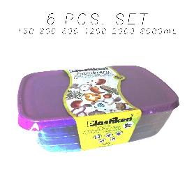 PLASTIKEN SET 6 PIEZAS FIAMBRERA RECT. MORADO 20163-MOR