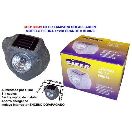 SIFER LAMPARA SOLAR PIEDRA 15X10 GRANDE HL8070