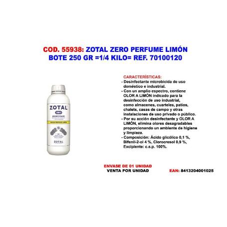 ZOTAL ZERO PERFUME LIMON BOTE 250 GR  1-4 KILO   70100120