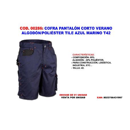 COFRA PANTALON CORTO VERANO ALGODON-POL. AZUL MAR. T42