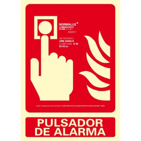 NORMALUZ SEÑAL LUMINISCENTE PULSADOR DE ALARMA 21X30   RD00111