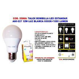 TALOX BOMBILLA LED ESTANDA A60-E27 12W L.BLANCA 6500K 1080 LUMEN (CAJA 10 UNIDADES)