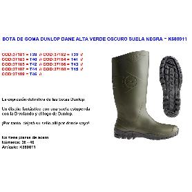 DUNLOP BOTA AGUA GOMA  VERDE CAÑA ALTA DANE Nº 44 K680011