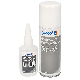 PEGAMENTO CIANOACRILATO (50 GR.) CON ACELERANTE (200ML) ESPECIAL MATERIALES POROSOS, MULTIUSOS, PLASTICOS, MADERAS,