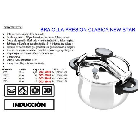 FINSTOCK BRA NEW STAR OLLA PRESION CLASICA 11 LIT Ø24 CM 185504