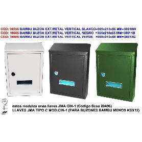 BAMBU BUZON EXT.METAL VERTICAL NEGRO 320X235X80 MM 38011B