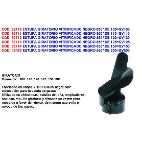ESTUFA GIRATORIO VITRIFICADO NEGRO 850º DE 200 GV200