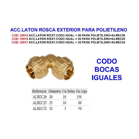 ACC.LATON R-EXT.CODO IGUAL 32 PARA POLIETILENO ALREC32