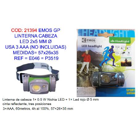BAJA EMOS GP LINTERNA CABEZA P3519 LED  2X5- 3 AAA 57X26X35