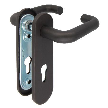 MANILLA JUEGO PLACA  BOCALLAVE ACERO NEGRO PUERTA 3PB72 21283