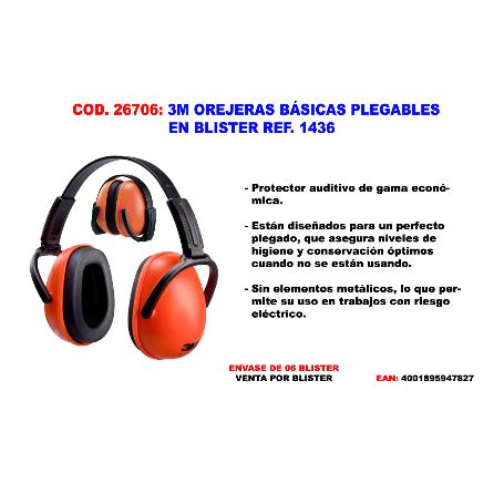 BAJA 3M OREJERAS BASICAS PLEGABLES 1436