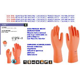GUANTE FINSTOCK LATEX NATURAL FLOCADO ECO-PROCEX T-8 NARANJA (CAJA 12 UNIDADES)